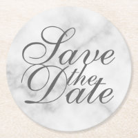Elegant White Marble Wedding Save the Date