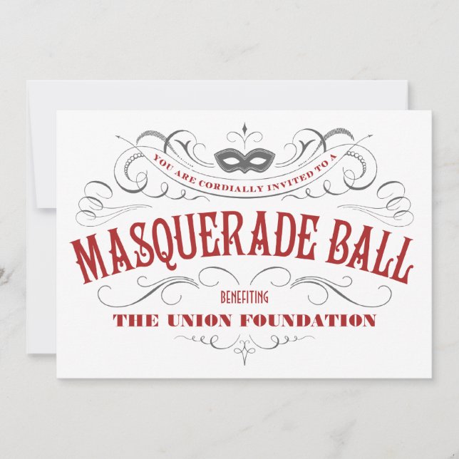 Elegant White Masquerade Party Invitations (Front)