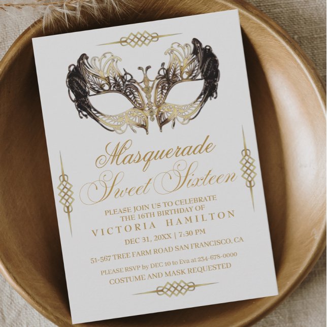 Elegant White Masquerade Sweet Sixteen Birthday  Invitation (Creator Uploaded)
