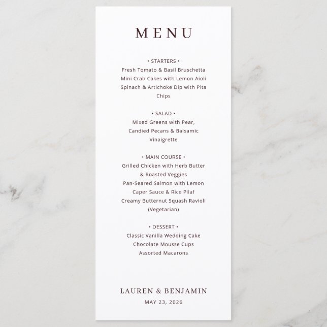 Elegant White Menu Template (Front)