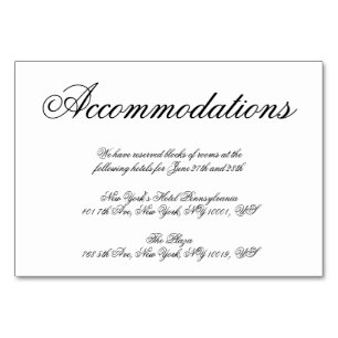 Elegant White Minimal Wedding Accommodation Cards