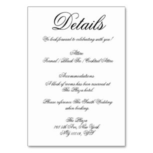 Elegant White Minimal Wedding Detail Cards
