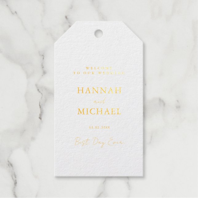 Elegant, White, Minimal Wedding  Gift Tags (Front)