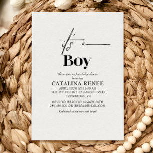 Elegant White Minimalist Baby Shower Invitation