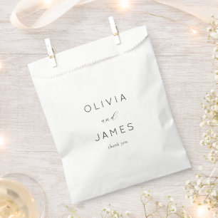 Elegant White Minimalist Calligraphy Favour Bags