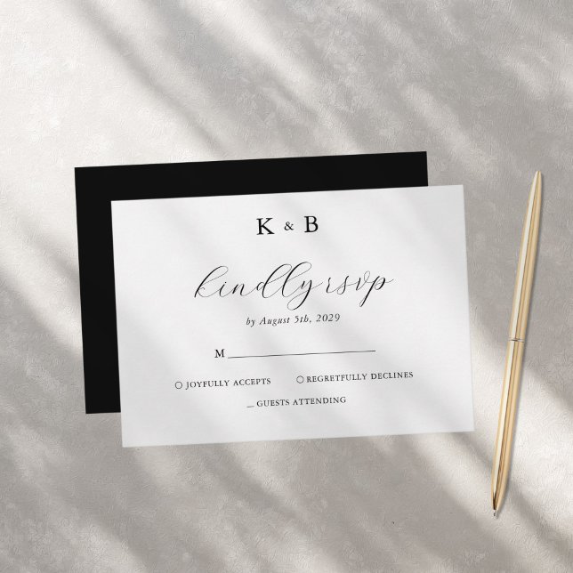 Elegant White Minimalist Chic Monogram Wedding RSVP Card (Creator Uploaded)
