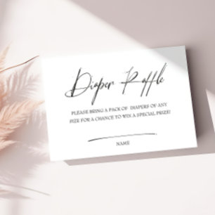 Elegant White Minimalist Diaper Raffle Enclosure Card