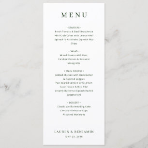 Elegant White Minimalist Menu