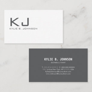Elegant White Minimalist Monogram Personalised Business Card