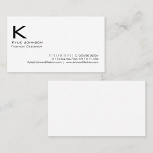Elegant White Minimalist Monogram Personalised Business Card