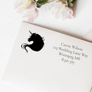 Elegant White Minimalist Unicorn Horses Self-inking Stamp
