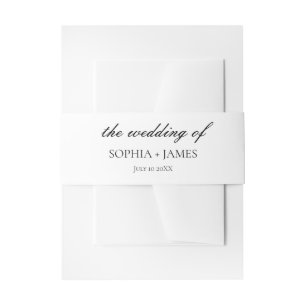 Elegant White Minimalist Wedding Invitation Belly Band