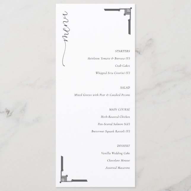 Elegant White Minimalist Wedding Menu (Front)