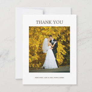 Elegant White Minimalist Wedding Photo    Thank You Card