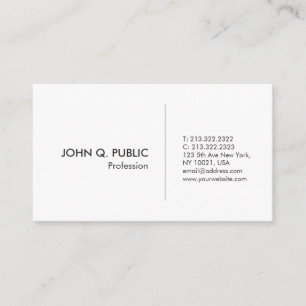 Elegant White Modern Professional Simple Business Card