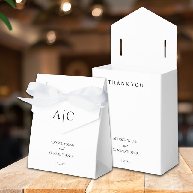 Elegant White Monogram Wedding Favour Box (Creator Uploaded)