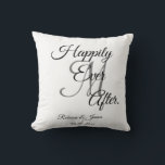 Elegant White Monogrammed Happily Ever After Cushion<br><div class="desc">Elegant White Monogrammed Happily Ever After Throw pillow.</div>