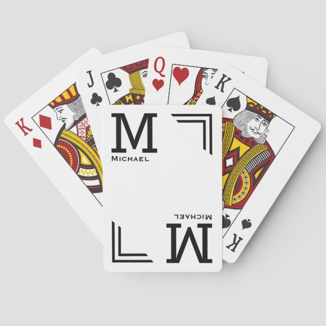 elegant white monogrammed playing cards (Back)