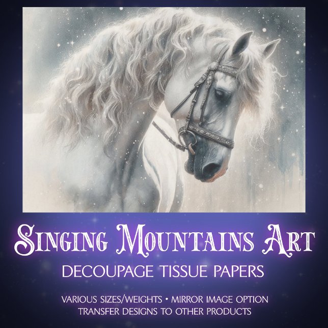 Elegant White Mystical Fairytale Horse Decoupage Tissue Paper (Creator Uploaded)