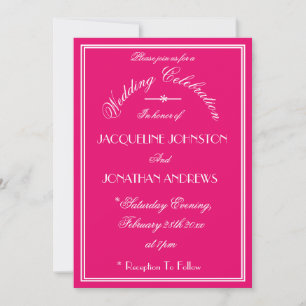 Elegant White Names Details Rose Pink Wedding Invitation