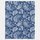 Elegant White & Navy Blue Vintage Paisley Pattern