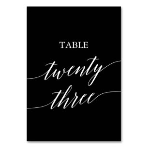 Elegant White on Black Calligraphy Table 23 Number