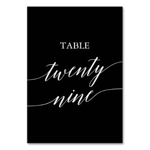 Elegant White on Black Calligraphy Table 29 Number
