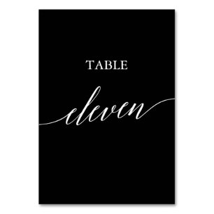 Elegant White on Black Calligraphy Table Eleven Table Number