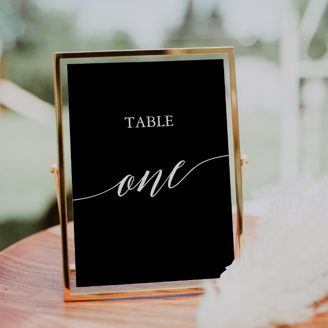 Elegant White on Black Calligraphy Table One Number (Creator Uploaded)