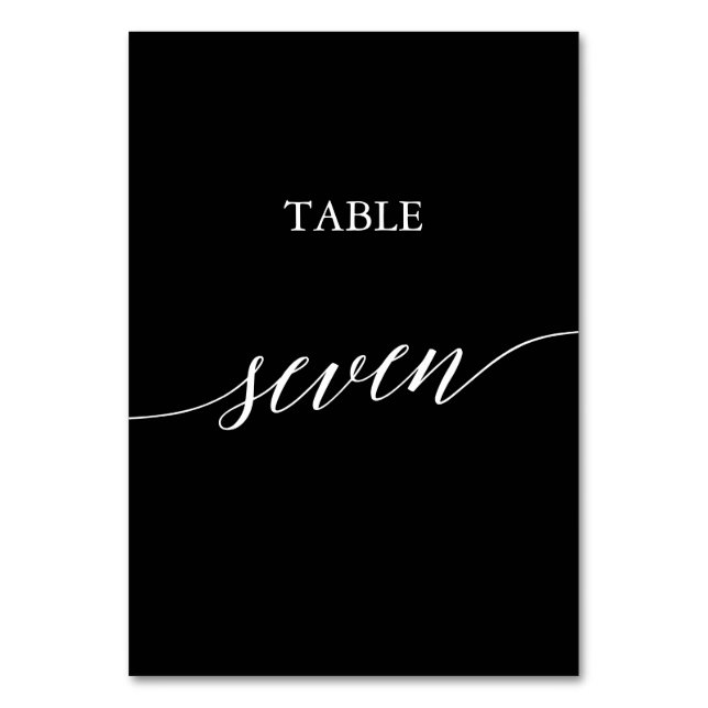 Elegant White on Black Calligraphy Table Seven Number (Front)