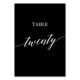 Elegant White on Black Calligraphy Table Twenty Number
