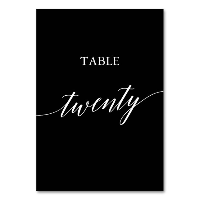 Elegant White on Black Calligraphy Table Twenty Number (Front)
