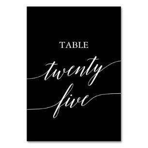 Elegant White on Black Table Twenty Five Number