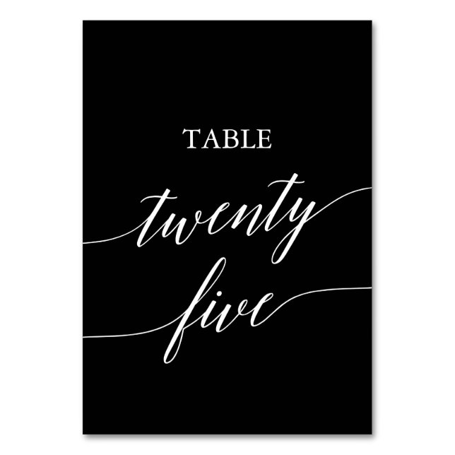 Elegant White on Black Table Twenty Five Number (Front)