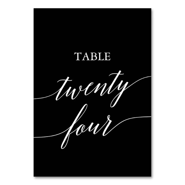 Elegant White on Black Table Twenty Four Number (Front)