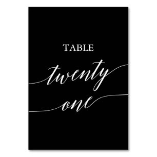 Elegant White on Black Table Twenty One Number