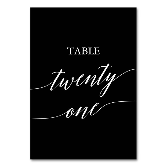 Elegant White on Black Table Twenty One Number (Front)