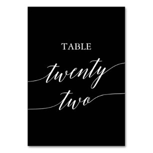 Elegant White on Black Table Twenty Two Number