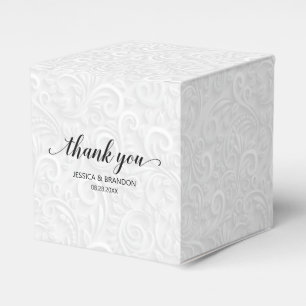 Elegant White on White Filigree Wedding Favour Box