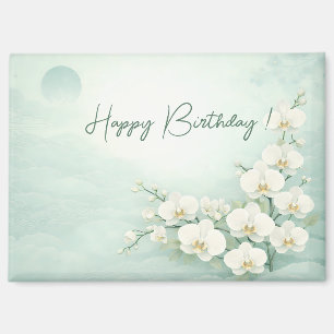 Elegant White Orchid Birthday Magnet
