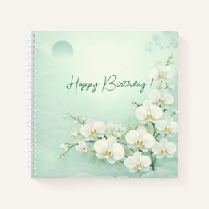 Elegant White Orchid Birthday Notebook