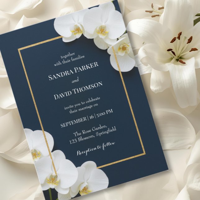 elegant white orchid blooms wedding invitation (Creator Uploaded)