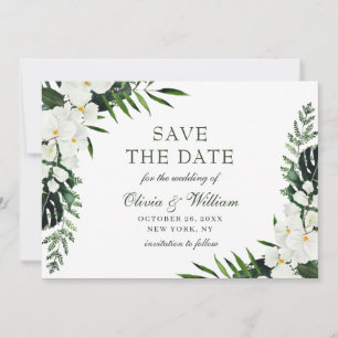 Elegant White Orchid Bohemian Greenery Wedding Save The Date