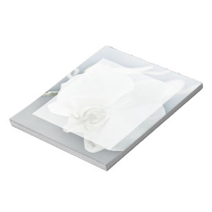Elegant White Orchid Botanical Art Notepad