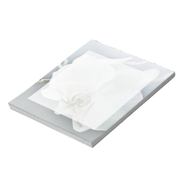 Elegant White Orchid Botanical Art Notepad (Rotated)