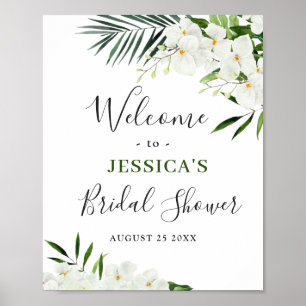 Elegant White Orchid BRIDAL SHOWER Welcome Sign