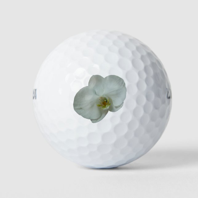 Elegant White Orchid Flower Botanical Golf Balls (Front)