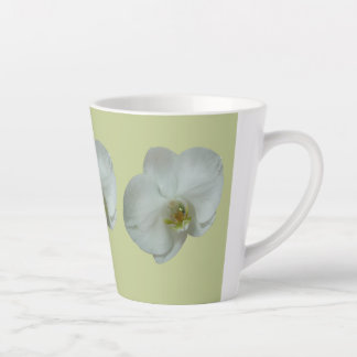Elegant White Orchid Flower Botanical Latte Mug