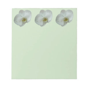 Elegant White Orchid Flower Botanical Notepad