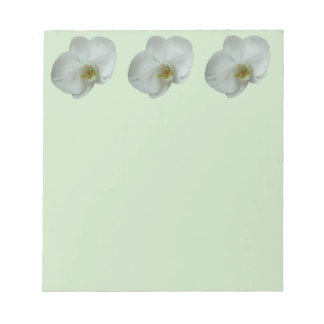 Elegant White Orchid Flower Botanical Notepad